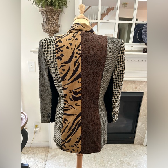 Stanley Blacker Vintage Patchwork  Blazer - Black, Brown, Tan - Picture 7 of 12